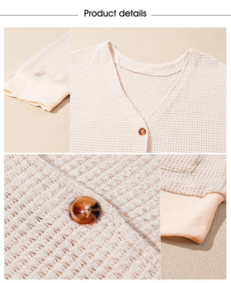 Aleumdr Women's Plus Size Cardigans Casual Long Sleeve Waffle Knit Front Button Tops 1X-5X Soft Breathable Stretchy Skin-Friendly Comfortable Everyday Wear