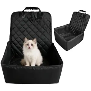 Pet Car Seat for Dogs and Cats, Detachable Washable Dog Cat Booster Seat Waterproof, Anti-slip Pet Seat Travel Bed Cushion Protector with Safety Belt, Easy to Use and Clean, Universal Fits for Car SUV Truck Front Rear Seat