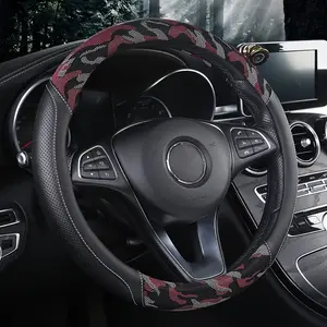 3D Camouflage Print Steering Wheel Cover, 15-Inch Universal Fit, Microfiber Leather, Non-Slip, Car Interior Decor, with Inner Circle Included