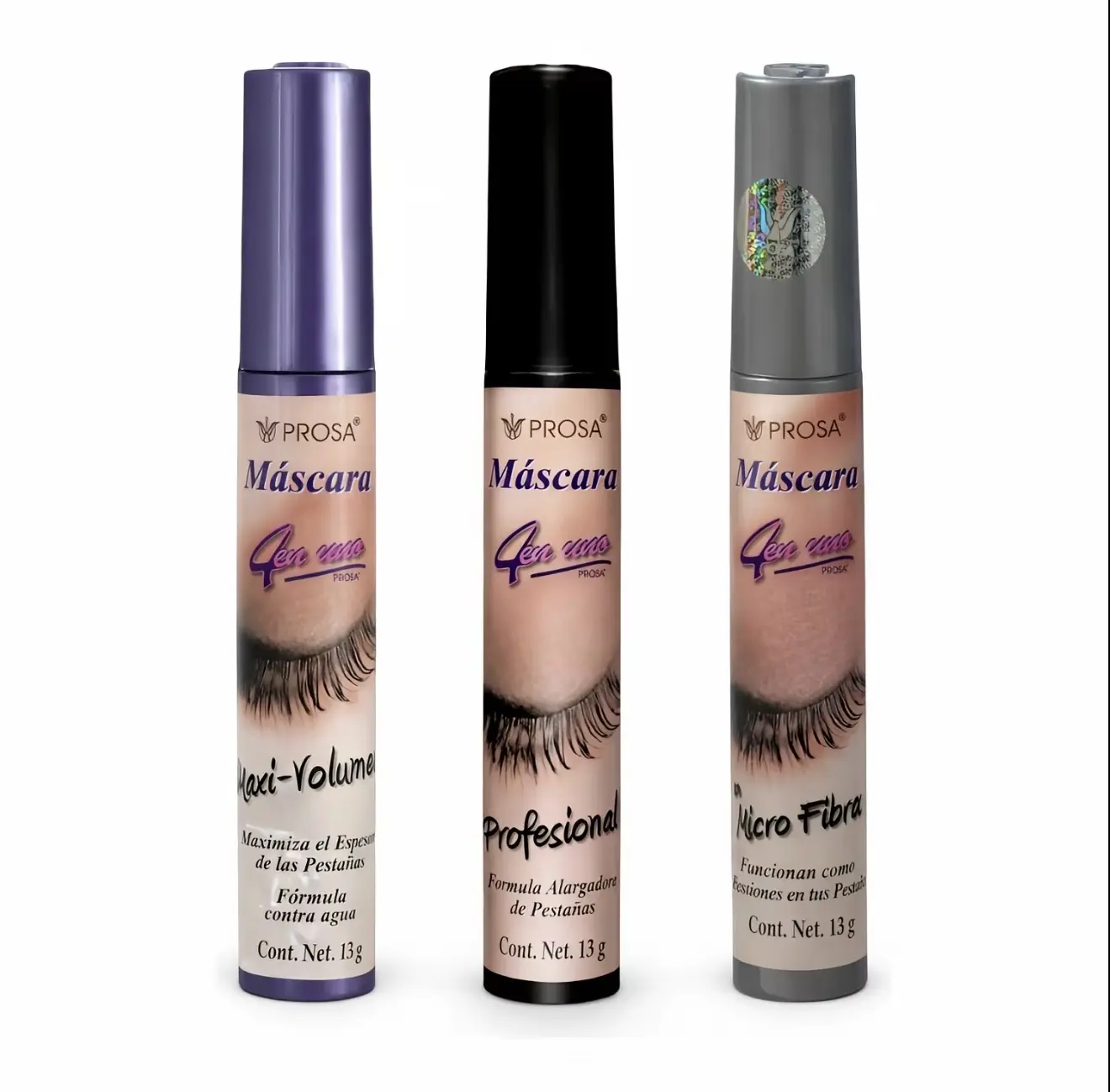 3 Pack Prosa 4 in 1 Mascara Maxi Volume, Professional Black, Micro Fiber Cosmetic Mascara 3 Pack Prosa 4 in 1 Mascara Maxi Volume, Professional Black, Micro Fiber Cosmetic Mascara