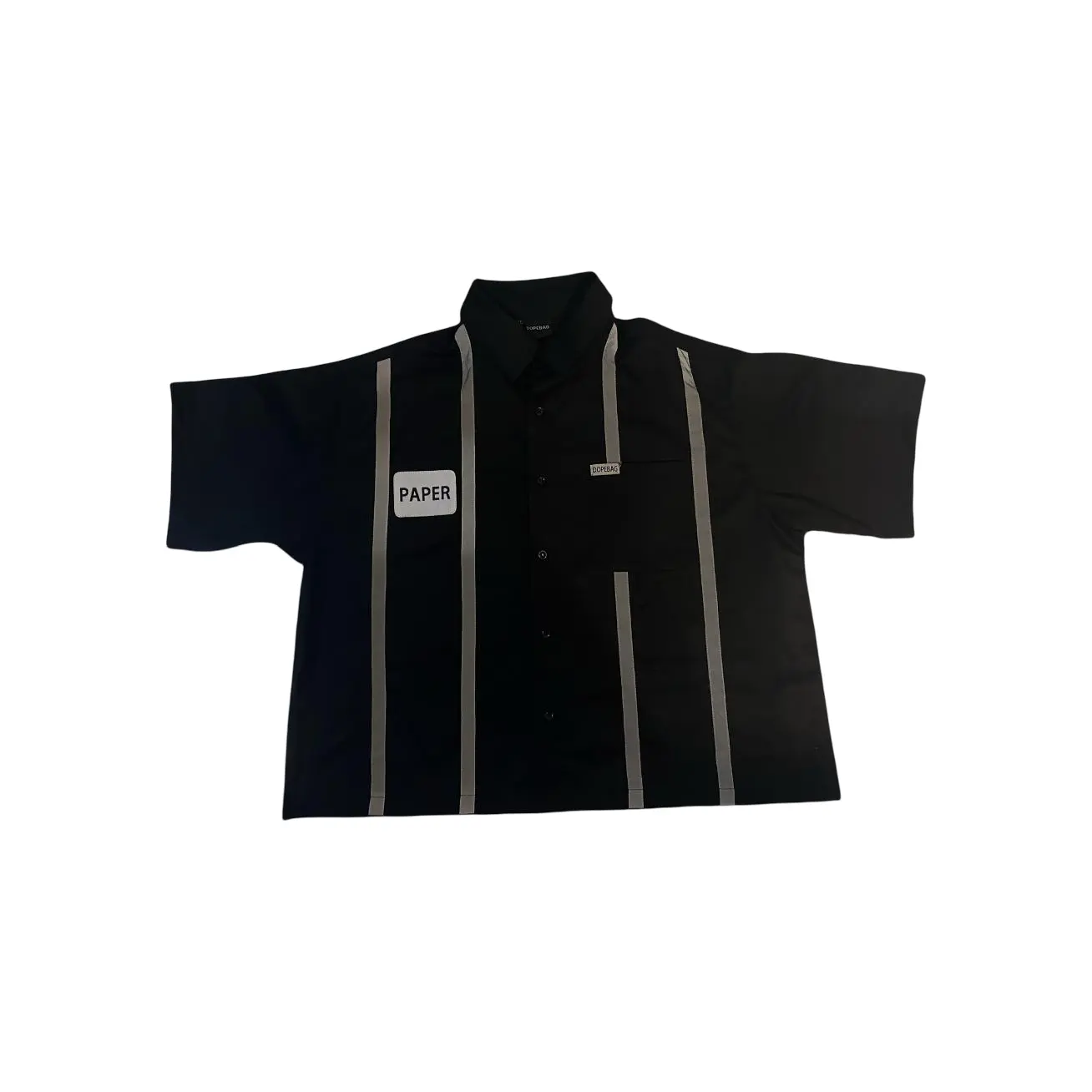 Reflective Cotton Casual Short-Sleeve Stripe Paper Work Shirts, Street Style Tops for Literature & Art Enthusiasts