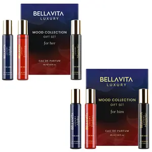 His & Hers Seduction by bellavita Luxury | Perfume Combo Gift Set | Men’s BMT 4×20 ml & Women’s BMT 4×20 ml | Alpha, Magnetic, Fantasy Him & Fantasy Her | Long Lasting Eau De Parfum | Vegan & Cruelty Free