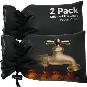 Outdoor Faucet Covers for Winter Freeze Protection 2 Pack 6.7"x9.5" Insulated Water Spigot Hose Bib Cover Pipe Wrap Insulation Socks Outside Faucet Freeze Protector