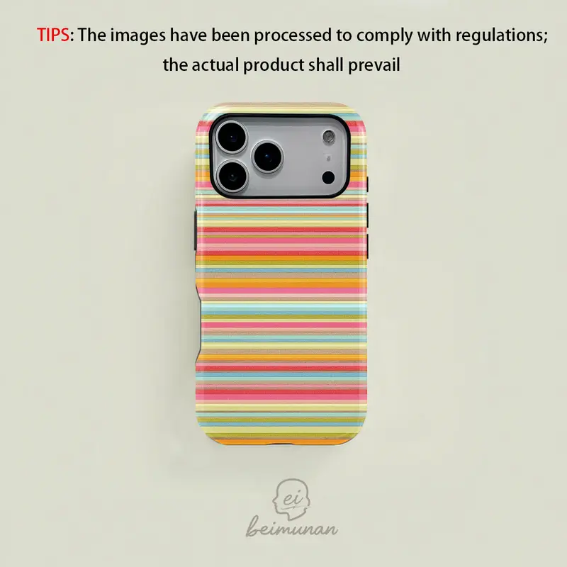 Retro Rainbow Stripe Mixed Color-MagSafe Cellphone Case, Sturdy 2-in-1 Protection Accessories for iPhone 11-18 Pro/Max/Plus Devices, Personalized Handheld Cover, Stylish Birthday Gift