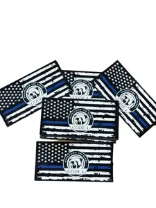 SGTO SARABIA Thin Blue Line Code 4 Decal Set – Waterproof Vinyl Police Support Stickers with Free Red Card & Skull Sticker