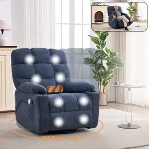 Rocker Recliner, Glider Recliner Chairs for Adults, 360 °   Swivel Rocking Chair with Massage and Heating, Nursery Chair with Storage and USB Charging for Living Room, Bedroom, Nursery