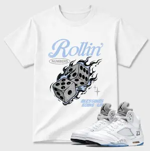 Metallic 5 Inspired Shirt, White Metallic 5 Outfit, White Silver Sneaker Outfit Tee, Casual Streetwear For Men Women