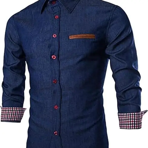 COOFANDY Men's Casual Shirt Button Down Shirts Long-Sleeve Denim Work Cotton Shirt Long Sleeve Collar Fashion Menswear Soft Top Dress Pockets