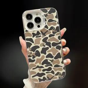 New Camouflage Pattern Phone Case,Retro decorativeanti-fall protective cover, PhoneAccessoriesCompatible with iPhone 16 15 14 13 12Pro Max phone case Shockproof Cellphone Smartphone Protector Protection Casing White Color