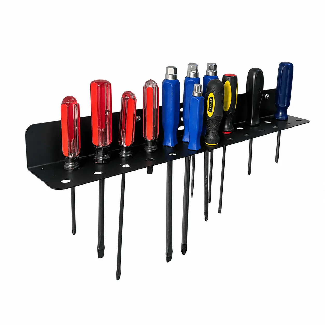 Universal Screwdriver Rack for Organized Tool Storage in Garage or Workshop - Durable Metal Design