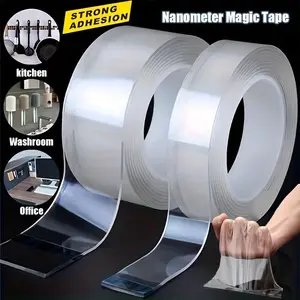 Double-Sided Nano Tape, Adhesive Tape, Large Double Sided Tape Heavy Duty Removable, Transparent Adhesive Tape, Traceless Adhesive Tape, Removable, Washable, Reusable, Suitable For Carpets, Photo Walls Bathroom Supply