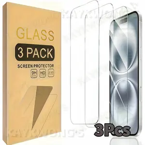 KAYKWONG'S HD Screen Protector, 3-Pack Tempered Glass, for iPhone 17/17 Pro/17 Pro Max/17 Air/16, Anti-Shock, Scratch-Resistant, Curved Edge, Bubble-Free