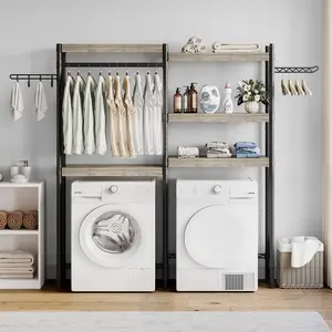 Over Washer and Dryer Shelves, 5-Tier Laundry Drying Clothes Racks Heavy Duty Washer Dryer Shelf Freestanding Organization Shelves for Home, Laundry Room 59"L*12"D*74"H