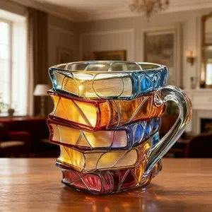 Innovative 3D Painting Book Mug Unique Stacked Coffee Cup Perfect Gift for Literature Lovers Creative Colorful Book Gift Ideal for Christmas TikTokShopBlackFriday Reuse Reusable