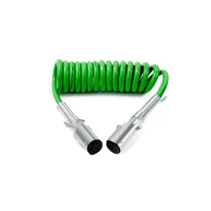7 Way Trailer 15 FT Green ABS Spiral Electrical Power cord