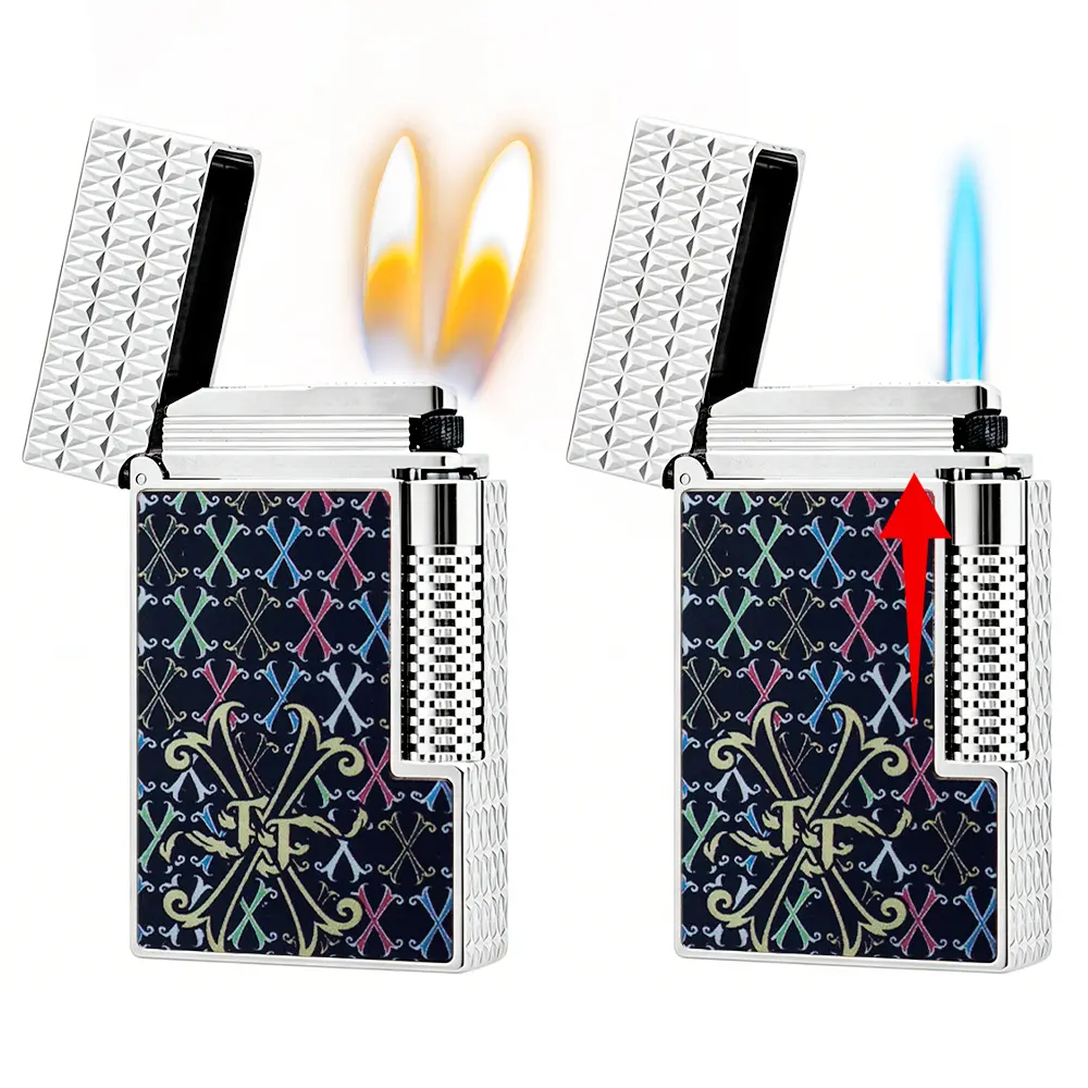 JT. DUNANT Luxury Silver DPT Dual Flame-Torch Lighter Accessories, No Fuel Included, Ideal Gift for Boyfriend, Father's Day