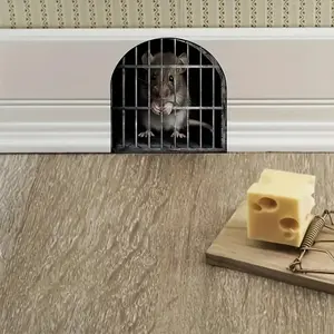 1PC Realistic Mouse Hole Wall Sticker, Self-Adhesive Vinyl Art Decal, Decorative Modern Animal Print for Corner Decoration, Home Decor, Easy to Apply and Remove