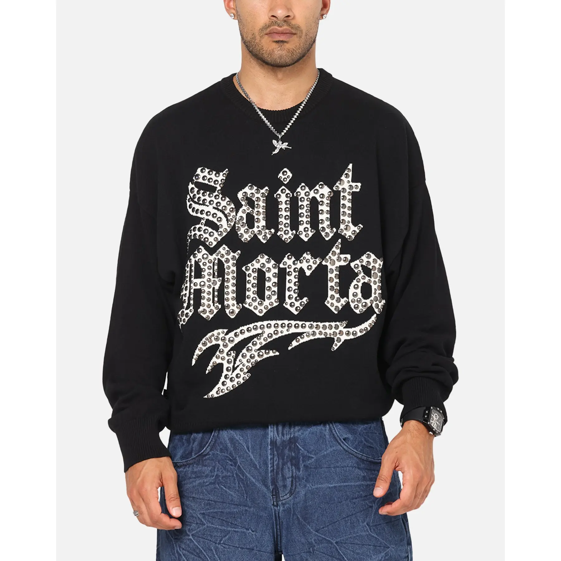 Saint Morta Sanctified Crewneck Sweater Black