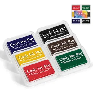 Ink Pads for Stamps, Pigment Rainbow Stamp Pad Set for Scrapbook Supplies, Paper, Wood, Rubber Stamping, Card Making, DIY Crafting, Fabric Inkpad (6-Color high-Pressure Cotton)