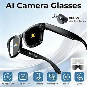 Ai Smart Glasses with Camera, 8mp Photo, 1080P Video, Open Ear Audio, Photo Recognition, Lightweight, Unisex, Light-Change Lenses, Multifunctional Smart Glasses