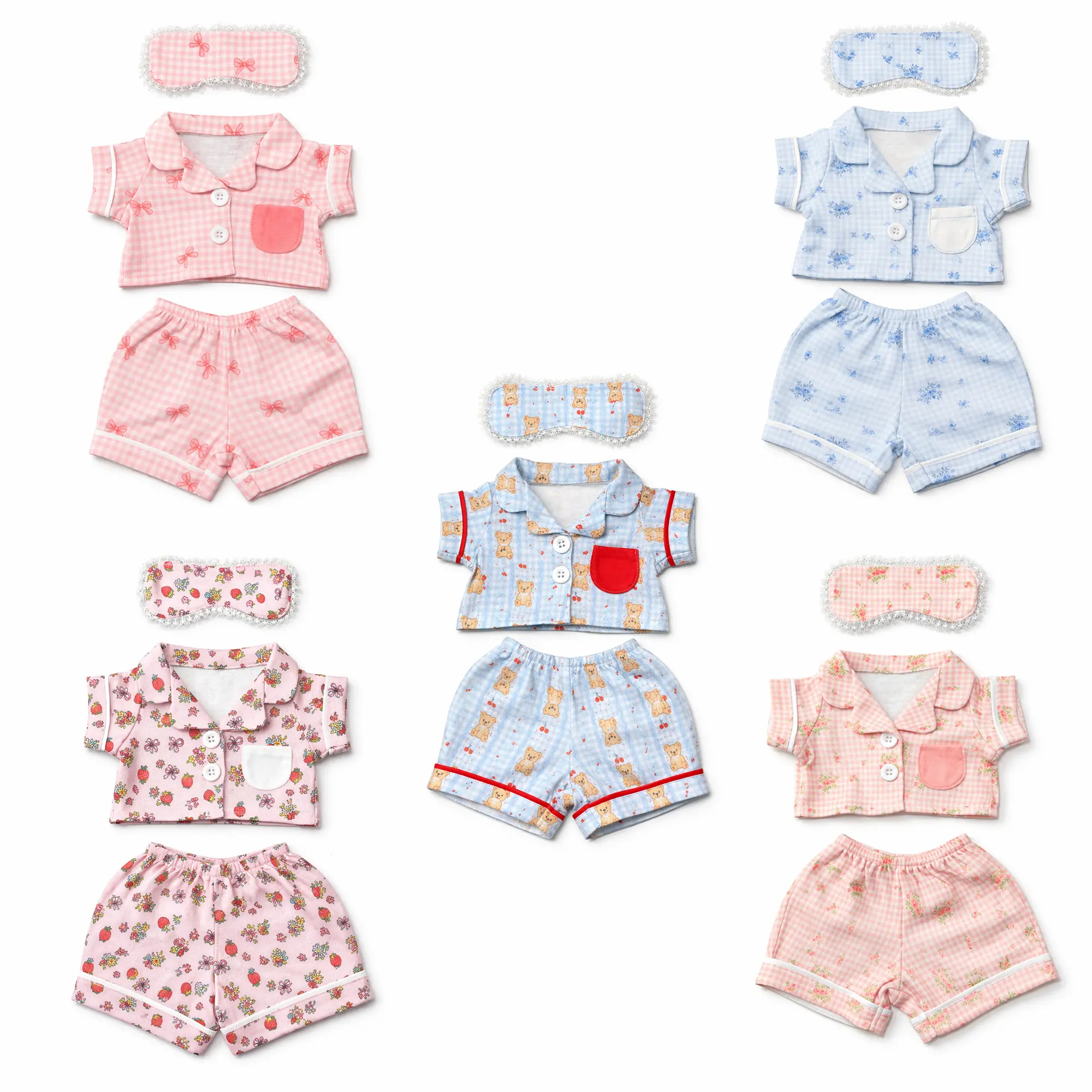 ( SET OF 5 PAJAMAS ) Pajamas Set for Bartholomew jellycat with sleep mask Size M, pajamas & sleep mask, cute pajamas, ( Bear Not Included )