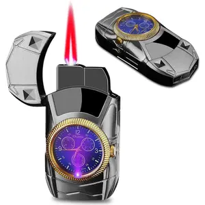 Lighter, Cool Sports Car Lighter - Windproof Red, Refillable Butane Gas Lighter for Indoor (Butane), Gift for Men &-Black