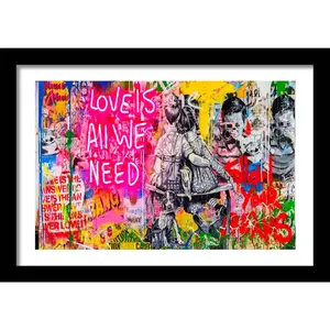 All We Need is Love Graffiti Street Art Wall .Poster Decorations, Holiday Poster - Halloween Party Decorations.Wall Decor.Poster Gift For Holiday, Halloween, Birthday, Christmas