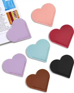 Leather Heart Bookmarks, 6 Pack  PU Leather Cute Corner Page Book Marks, Stylish Reading Accessories for Women, Book Lovers, Durable,  & Decorative Set