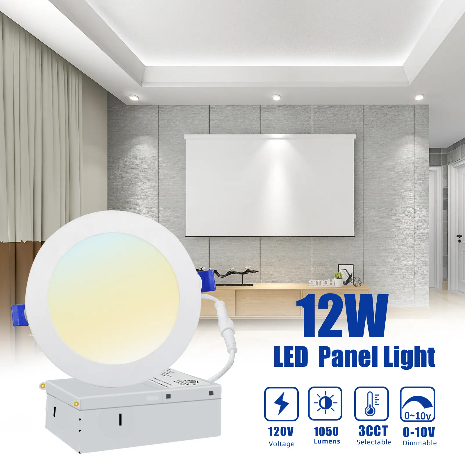 SEURON 6-Pack 6in Aluminum Recessed LED Ceiling Downlights , 12W 5CCT Dimmable with Junction Box, Soft Amber Glow, IC Rated, ETL Listed for Bedroom, Living Room - Satisfaction Guarantee