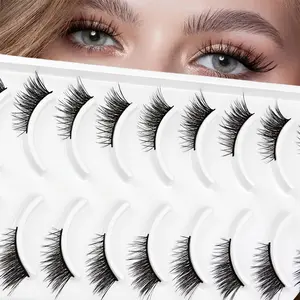 10 Pairs Half False Eyelashes, Extend Eye Tail, Make Eyes Look Bigger, Perfect for Festivals, Holidays, Dates Makeup Occasions