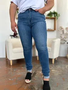 Judy Blue Full Size Cuffed Hem Skinny Jeans Basic Casual