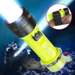 Rechargeable Diving Flashlight, 50M Waterproof Flashlight, 3 Modes Scuba Torch Light, Suitable for Underwater Hunting, Diving, Fishing, Diving Lamp