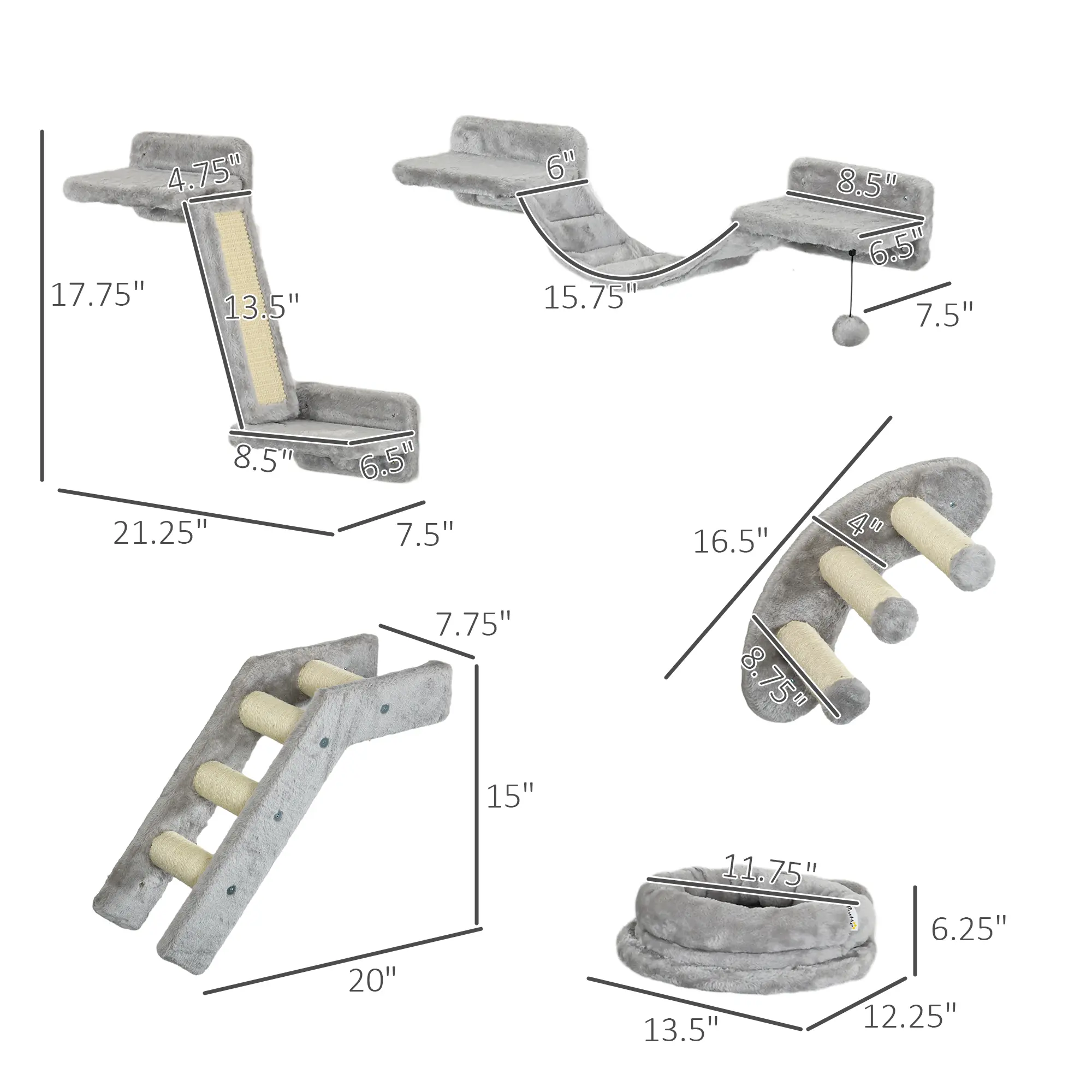 Gray 5-Piece Ladder Platform