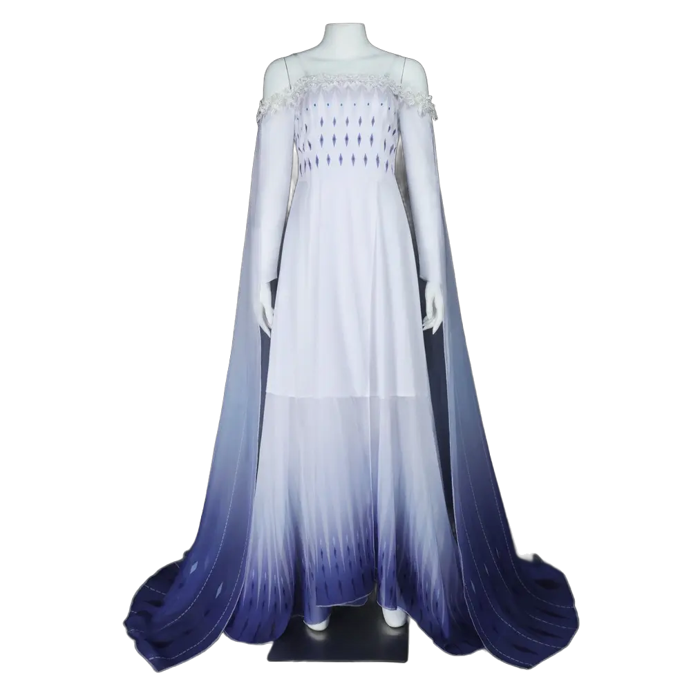 Elsa White Gradient Mermaid Dress Cosplay Costume Adult Women Show Yourself Outfit