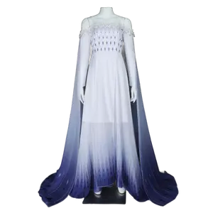 Elsa White Gradient Mermaid Dress Cosplay Costume Adult Women Show Yourself Outfit
