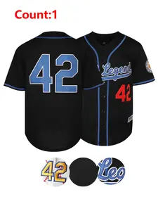 Men's 42 Baseball Jersey & Baseball Cap & Baseball Pants, Baseball Uniform with Number 42 Embroidery, Breathable Comfortable Baseball Top for Training & Competition