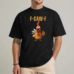 Funny Chicken F-CAW-F TShirt, Rooster Humor Meme Tee, Silly Farm Animal Graphic Top, Birthday Gift