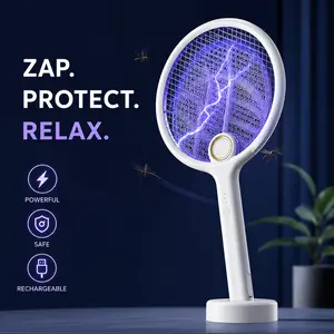 Foldable electric mosquito swatter, dual-mode mosquito killer, with UV photocatalytic mosquito attractant lamp, suitable for indoor bedrooms and family camping.