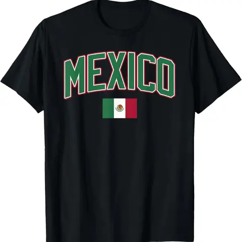 Men's Mexican Flag Graphic T-Shirt, Vintage Style 100% Cotton Fabric, Oversized Casual Fit, Breathable Shortsleeve Top