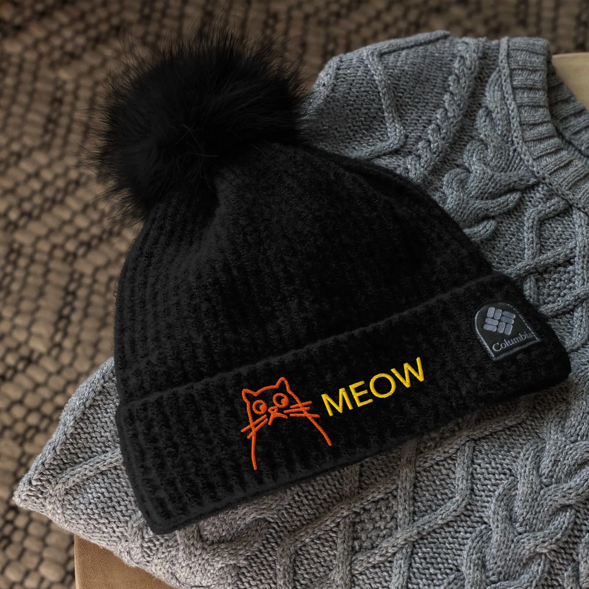 Mhay Meow Columbia Pom-Pom Beanie
