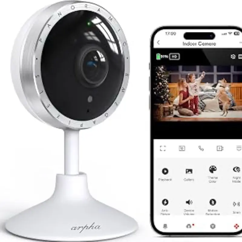 4K Indoor Security Camera, WiFi Pet Camera for Home Security with PIR Human Detection, Sound Detection, Night Version Two-Way Talk, Support TF Card & Cloud Storage