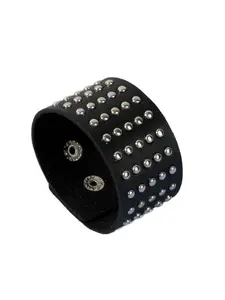Wide Leather Bracelet Full Studs Punk Style, Unisex Versatile Chain Accessory, Dark Gothic Fashion Jewelry for Men and Women