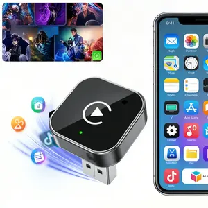 Wireless CarPlay Adapter 2026 Upgraded Mini CarPlay Dongle with ABS Mirror Glass Body Hidden USB Design Bluetooth 5.4+WiFi6 Chip 5.8GHz Dual Antenna for Wired CarPlay Cars iPhone Android Auto Compatibility No Delay Connection for In-Car Navigation Enterta