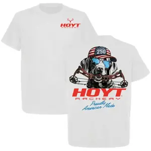 2026 Summer Men's Hoyt Archery Patriotic Dog T-Shirt Archery Gear Graphic Tee Funny Bowhunting Gift Unisex Cotton T-Shirt USA - KitchenEra