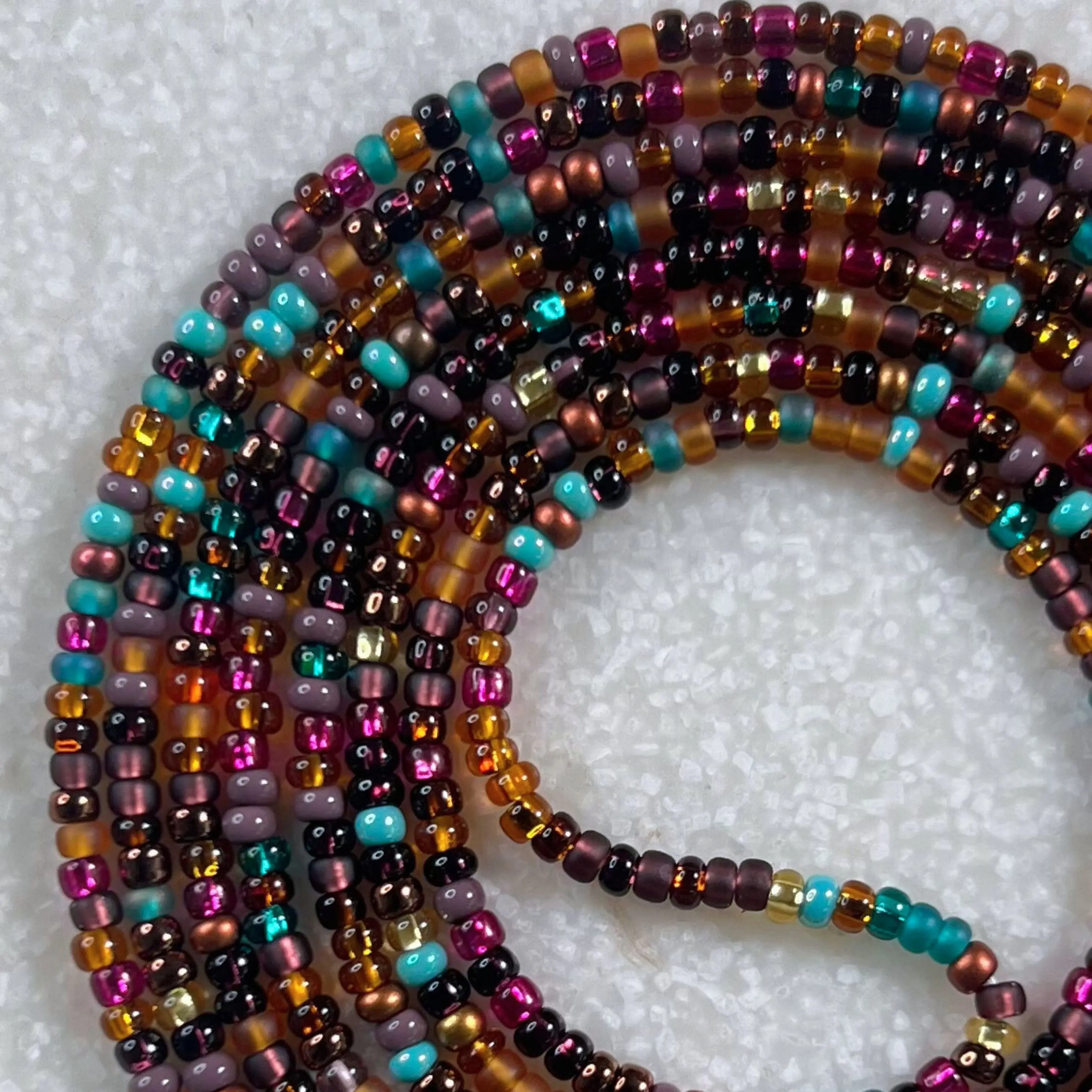 MOROCCAN SUNSET - Tie On Waist Beads - 45 to 60 inches Waistbeads - Brown Waistbeads - Topaz Waistbeads - Belly Beads - Body Beads - Authentic Waistbeads - African Waistbeads Made By Venus