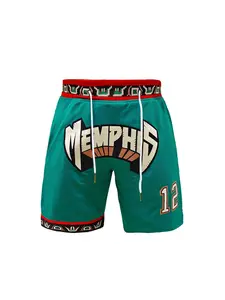 Men's Letter & Number Embroidery Pocket Basketball Shorts, Loose Casual Breathable Quick Drying Shorts for Outdoor Sports, Men's Sportswear for Basketball, Athleisure Style Bottoms, Gym Apparel, Athletic Shorts, Athleisure Street Shorts