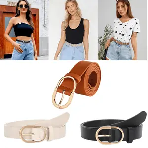 3 Pcs Adjustable Fashion Ladies Dress Belts, Leather Belts for Jeans Dresses Ladies Waist Belt with Fashion Gold Buckle