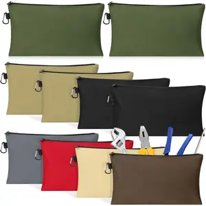 10 Pack Canvas Tool Bag Pouches, Heavy Duty Zipper Pouch Utility Pouches Multipurpose Canvas Tote Pouch Organizer for Storage Items Portable Supplies(12" x 7")