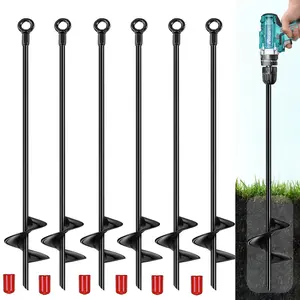 18 inch Ground Anchors Srew in Heavy Duty, Earth Shed Anchor Kit, Trampoline Stake Hook for Dirt, Swing Sets, Playset, Tent, Canopy, Carport, Mobile Home Tie Down