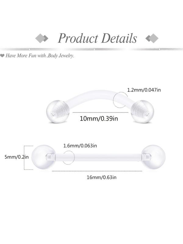 48pcs Clear Nose Ring Bioflex Stud Retainer, Nose Piercing Body Jewelry for Men & Women, Durable Comfortable Design